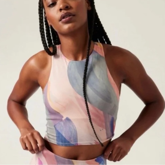 Athleta Tops - Athleta Conscious Crop Printed Vibrance Orchid Size S